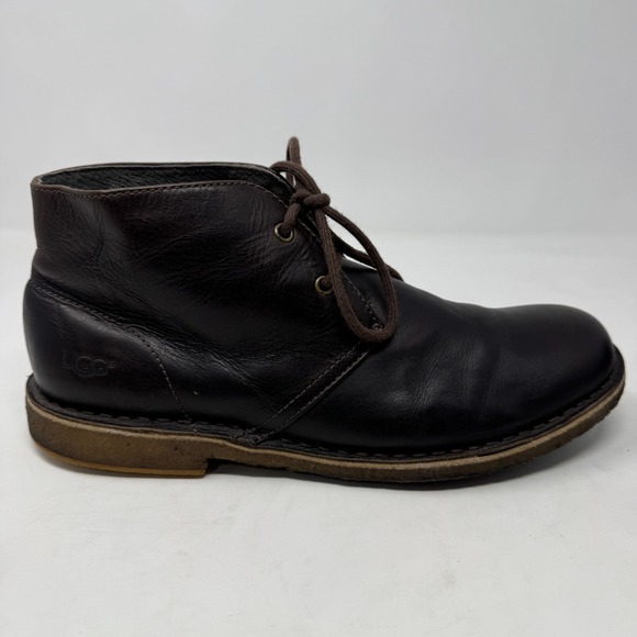 UGG Australia Leighton Chukka‎ Desert Leather Boots Black 3275 Men\'s Size 8.5 main image 4